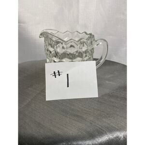 VTG Fostoria American Pressed Clear Glass CREAMER Cubist pattern EUC